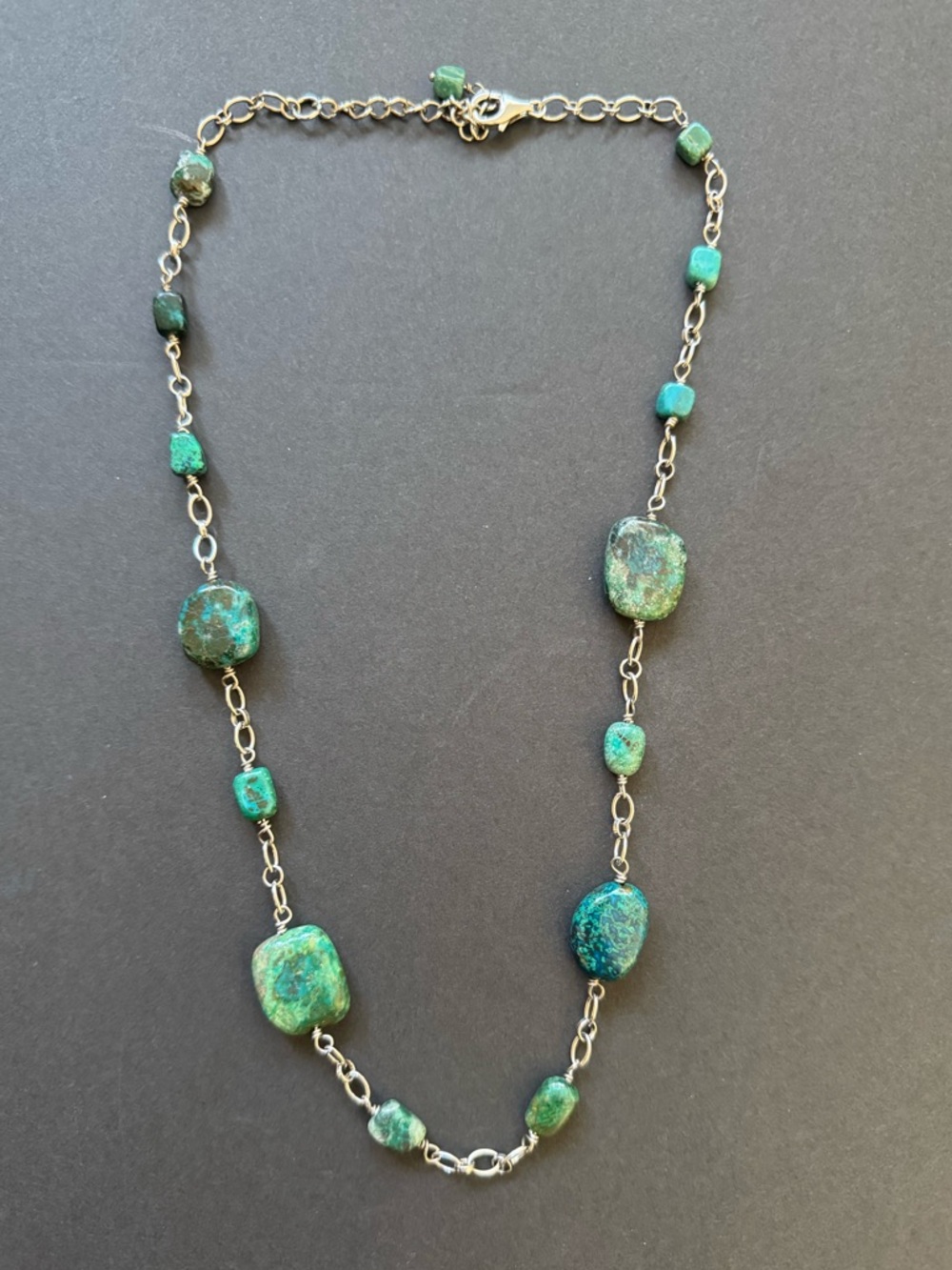 Green Turquoise Stone Chain Necklace - Brand Unknown